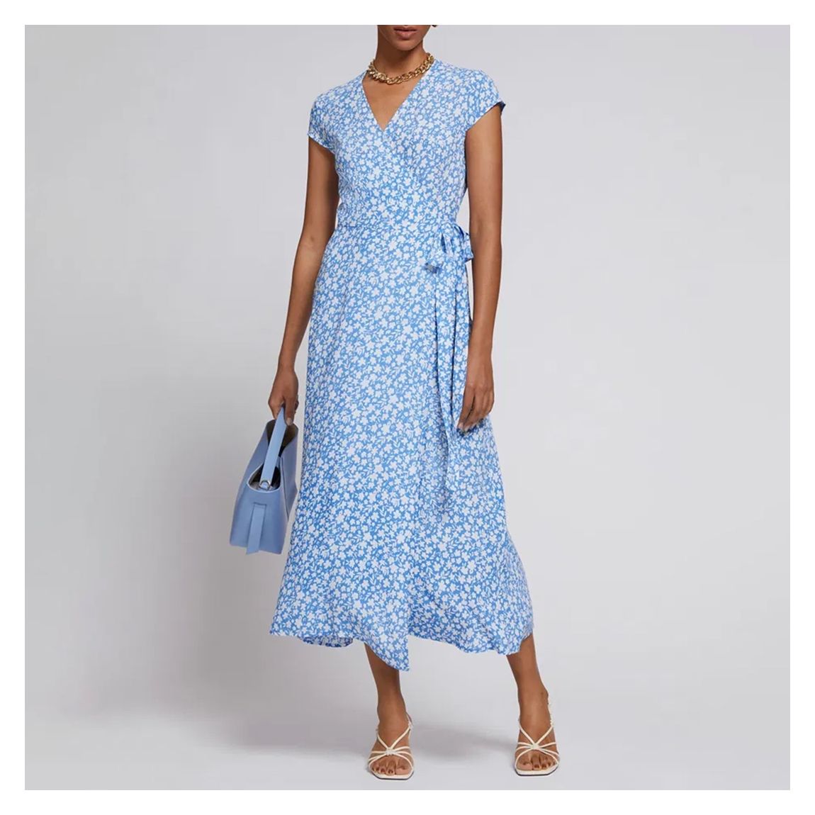 Cornflower Printed Wrap Midi Dress main product photo