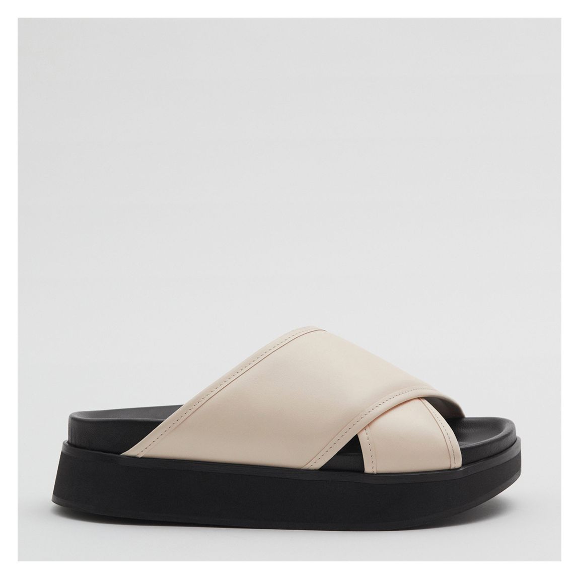 Cream Leather Criss Cross Sandals main product photo