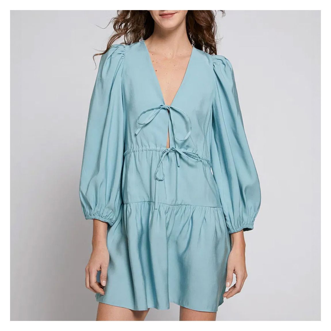 Dusty Blue Tiered Mini Dress main product photo
