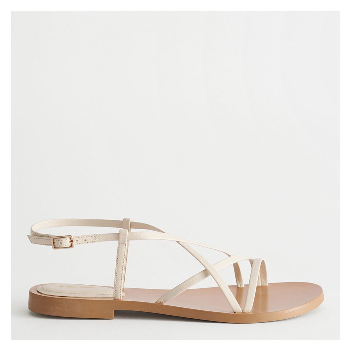 White Strappy Leather Sandals main product photo