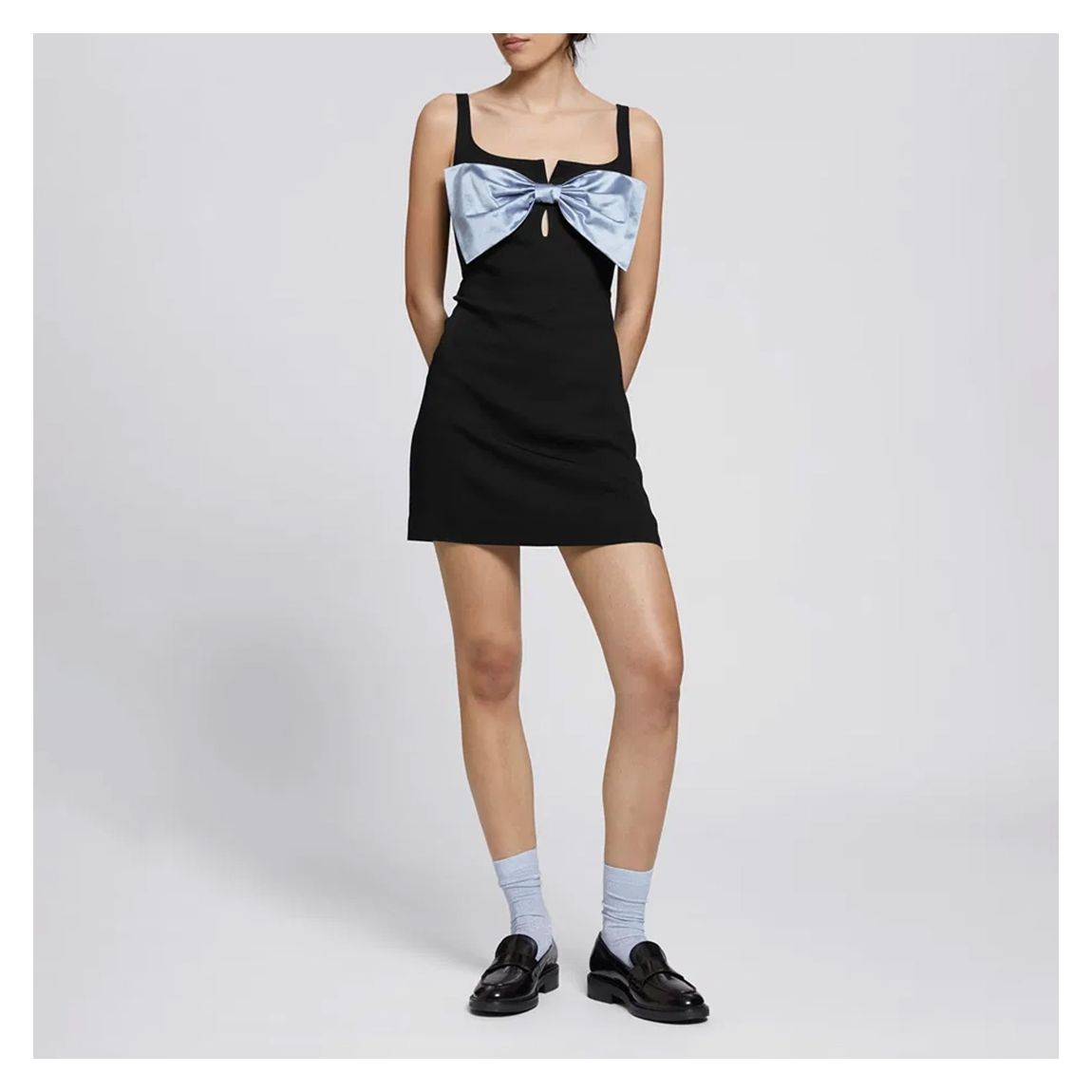 Black Mini Bow Detail Dress main product photo