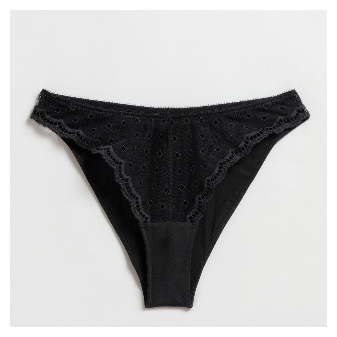 Black High Leg Sheer Lace Knickers main product photo