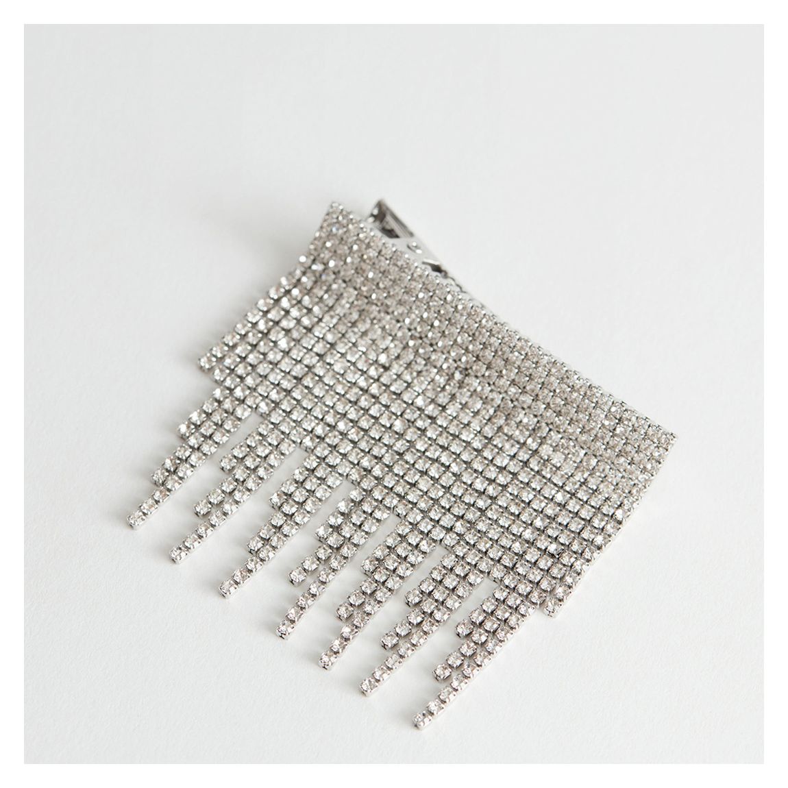 Silver Dangling Rhinestone Hair Clip main product photo