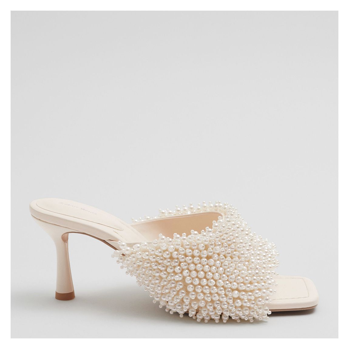White Leather Pearl Mules main product photo