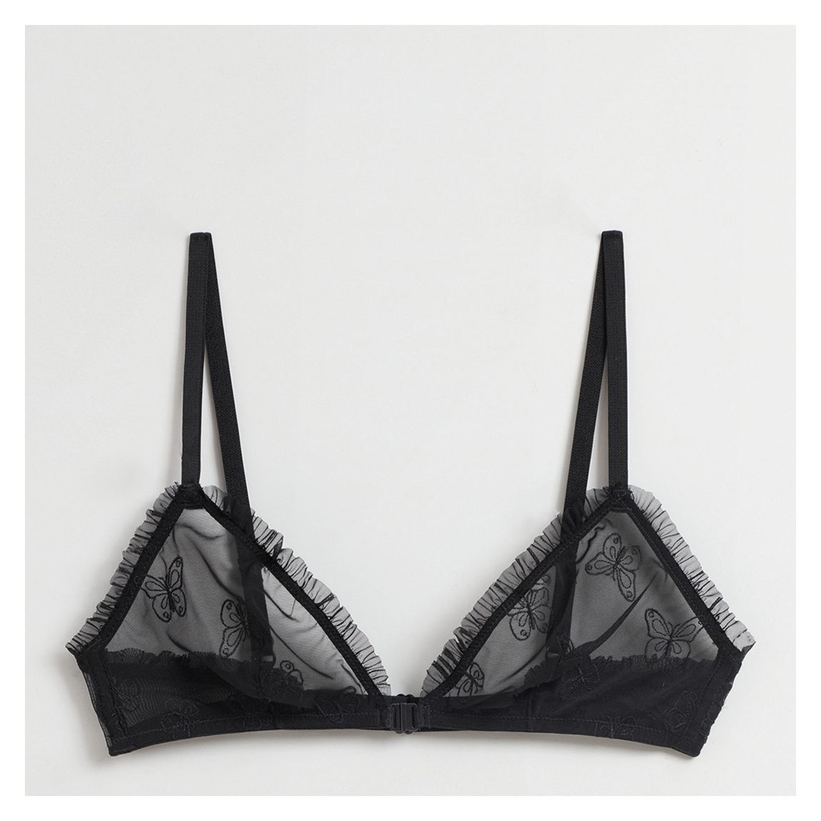 Black Sheer Butterfly Soft Bra main product photo