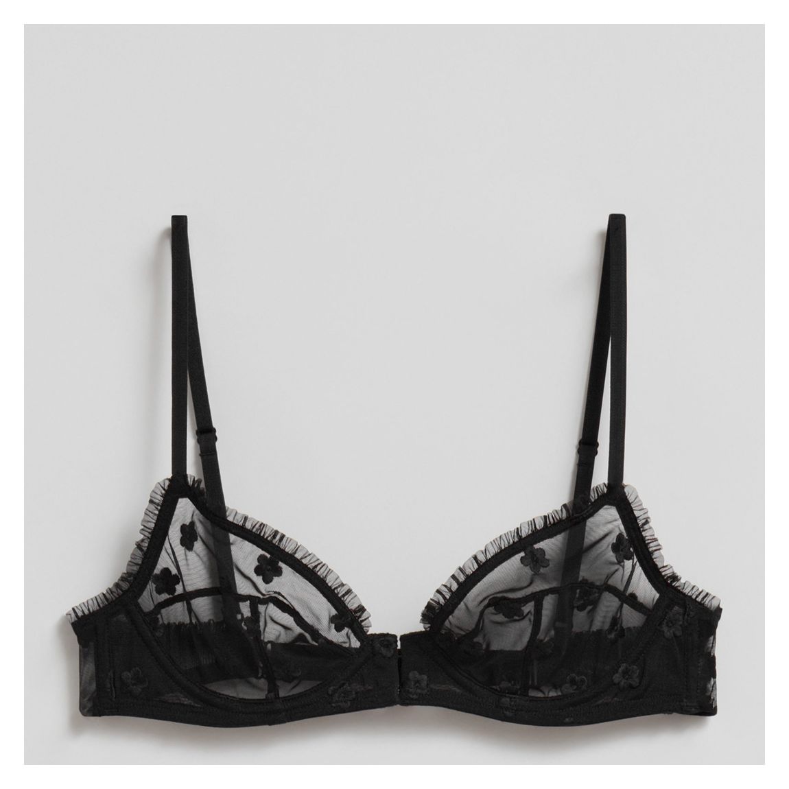 Black Sheer Flower Lace Underwired Bra main product photo
