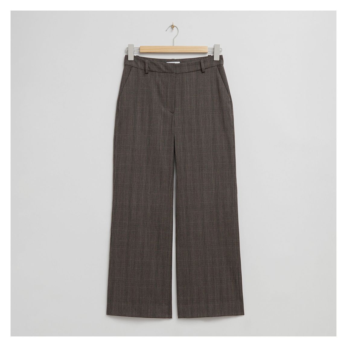 Grey Check Straight Wool Blend Trousers main product photo