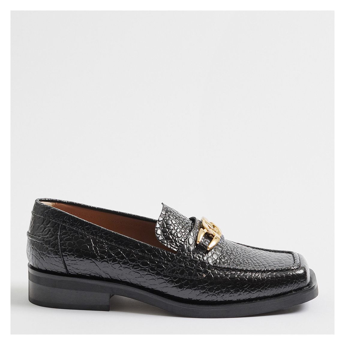 Black Leather Chain Loafer main product photo