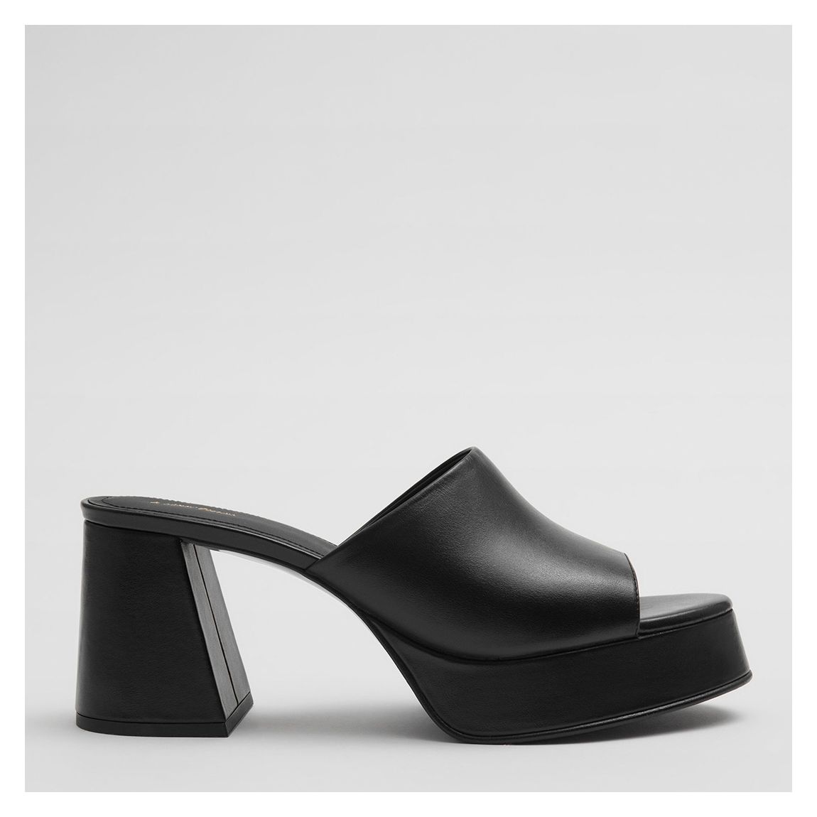 Black Leather Platform Sandal Mule main product photo