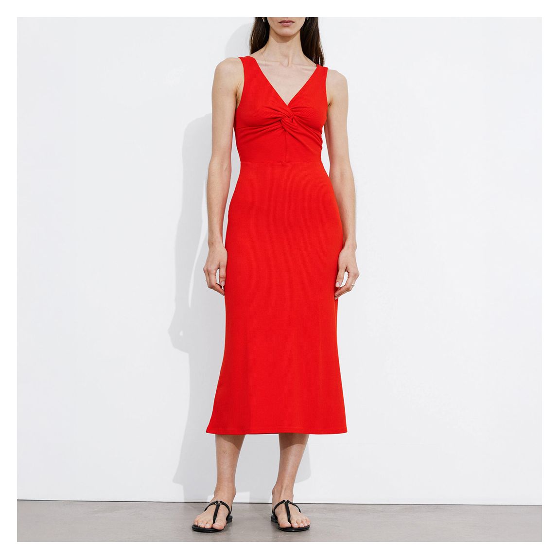Scarlet Front Twist V-Neck Midi Dress main product photo