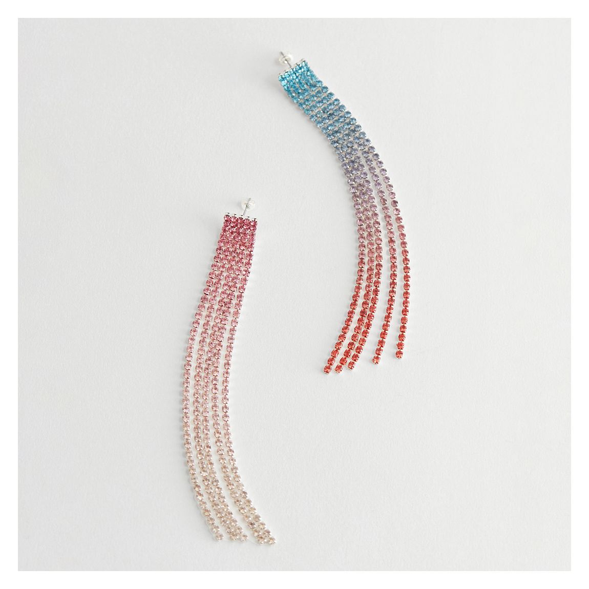 Pink/Blue Rhinestone Embellished Drop Earrings main product photo
