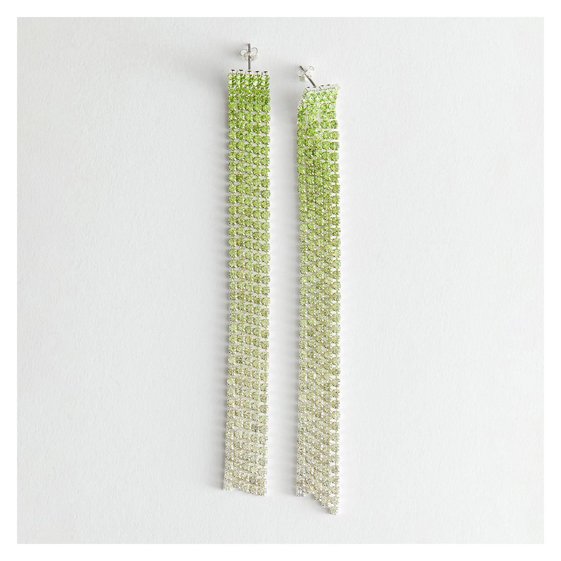 Lime Rhinestone Embellished Drop Earrings main product photo