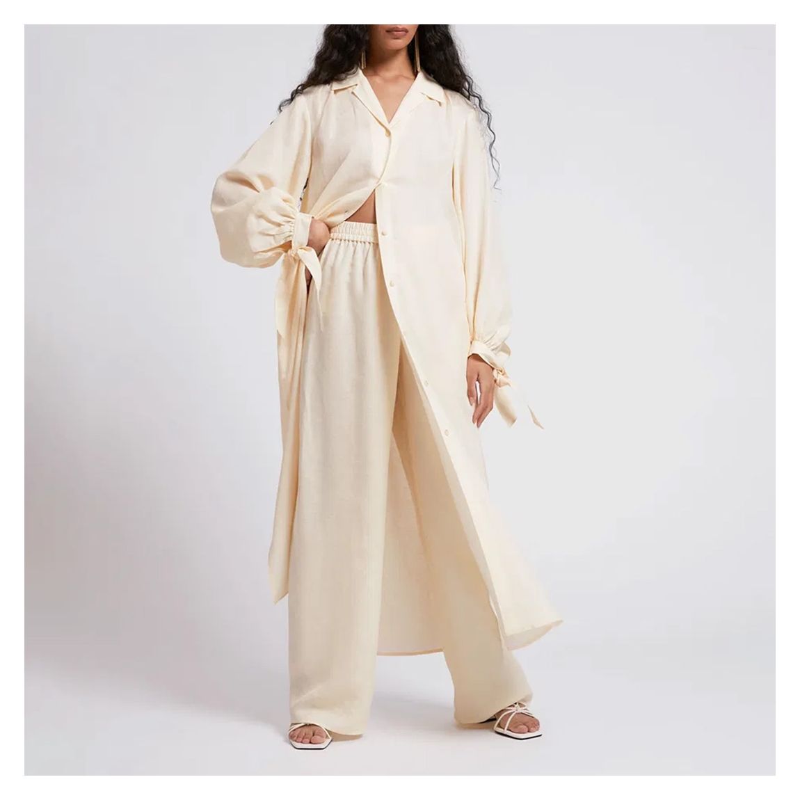Apricot Floaty Wide Leg Linen Blend Trousers main product photo