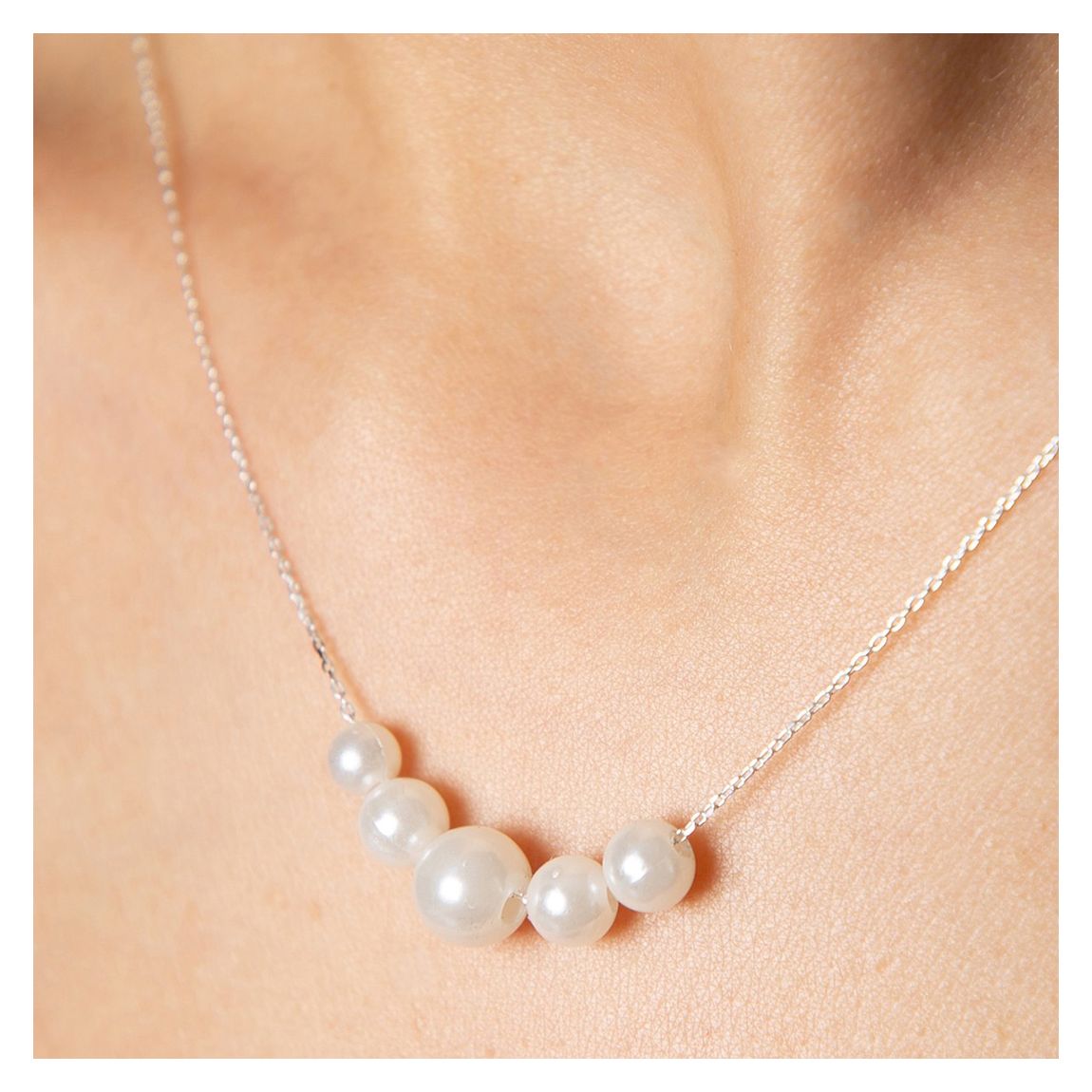 Silver Pearl Drop Necklace main product photo