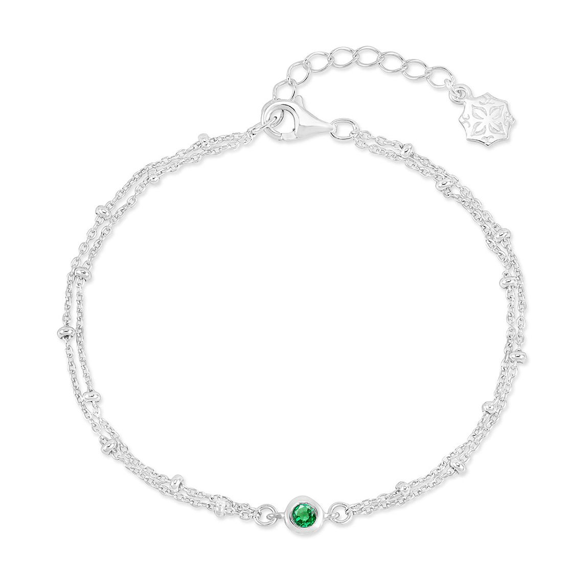 Silver Green Garnet Dewdrop Double Chain Bracelet main product photo