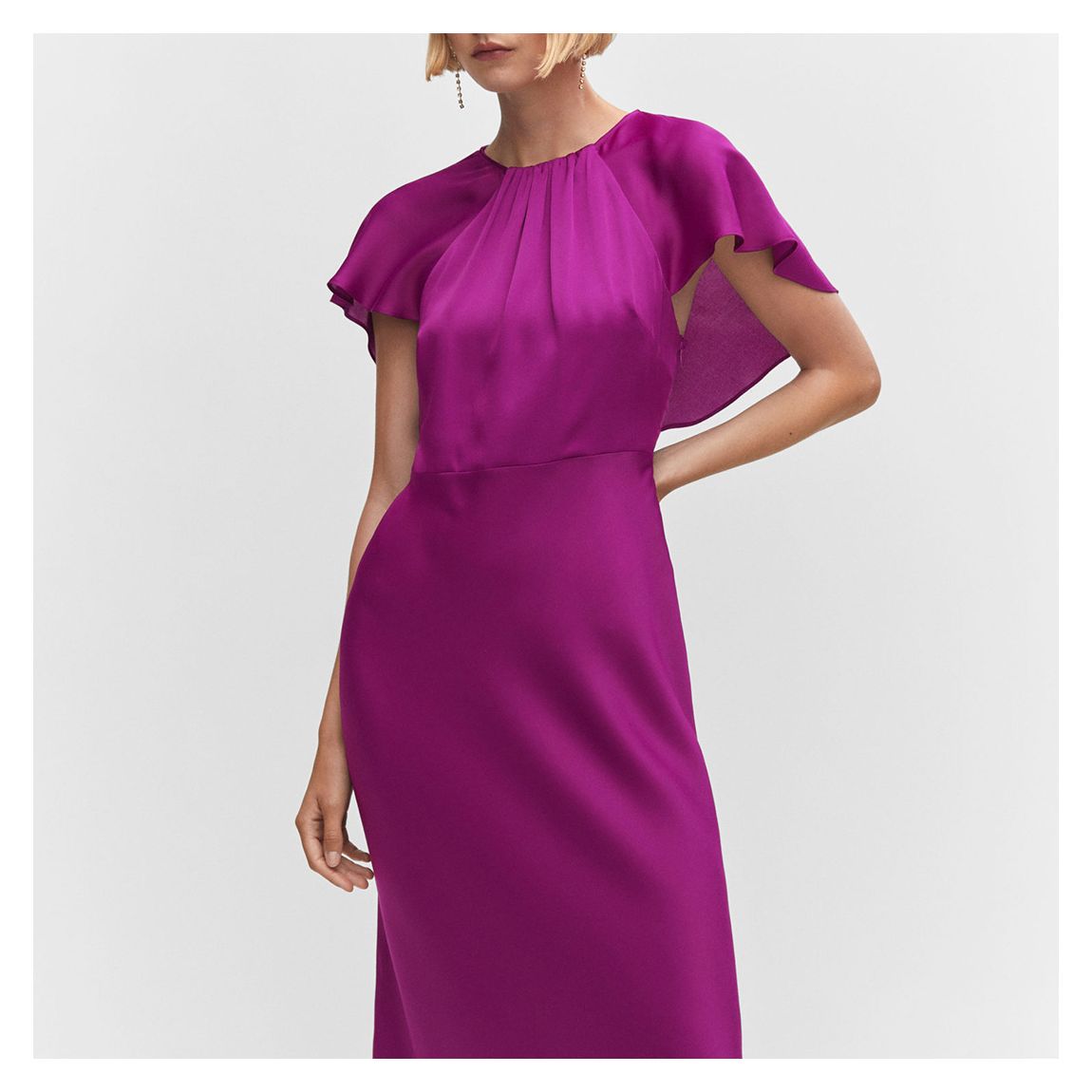 Purple Back Detail Satin Dress main product photo