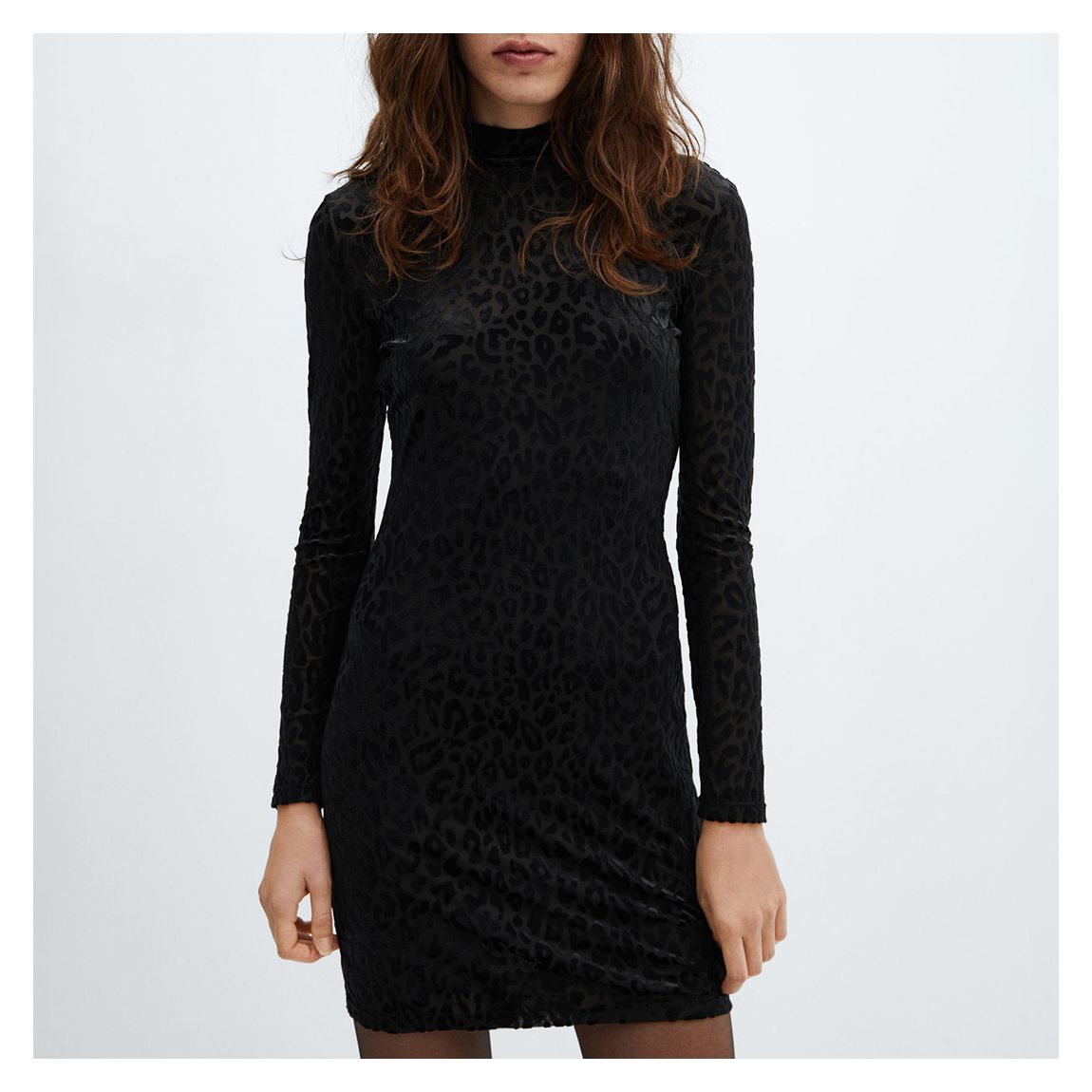 Black Animal-Print Velvet Dress main product photo