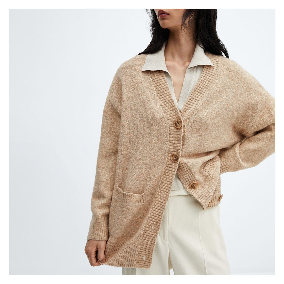 Camel Wool Blend Oversized Cardigan main product photo