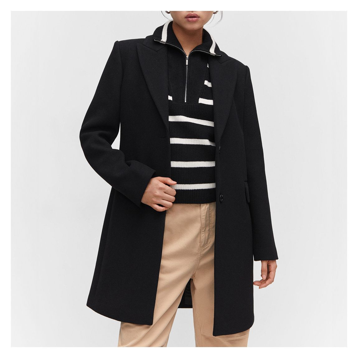 Black Lapel Tailored Coat main product photo