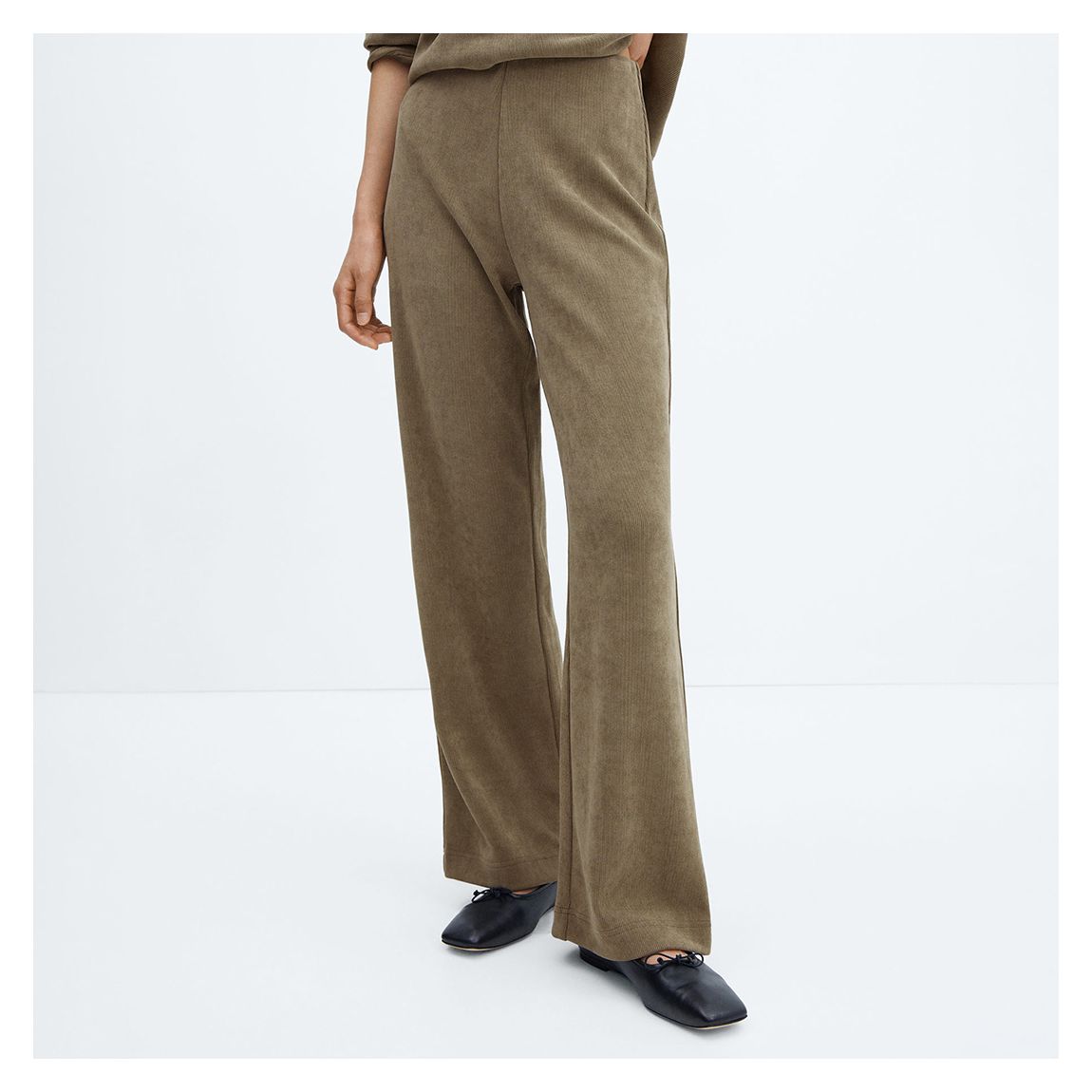 Charcoal Corduroy Trousers With Elastic Waist main product photo