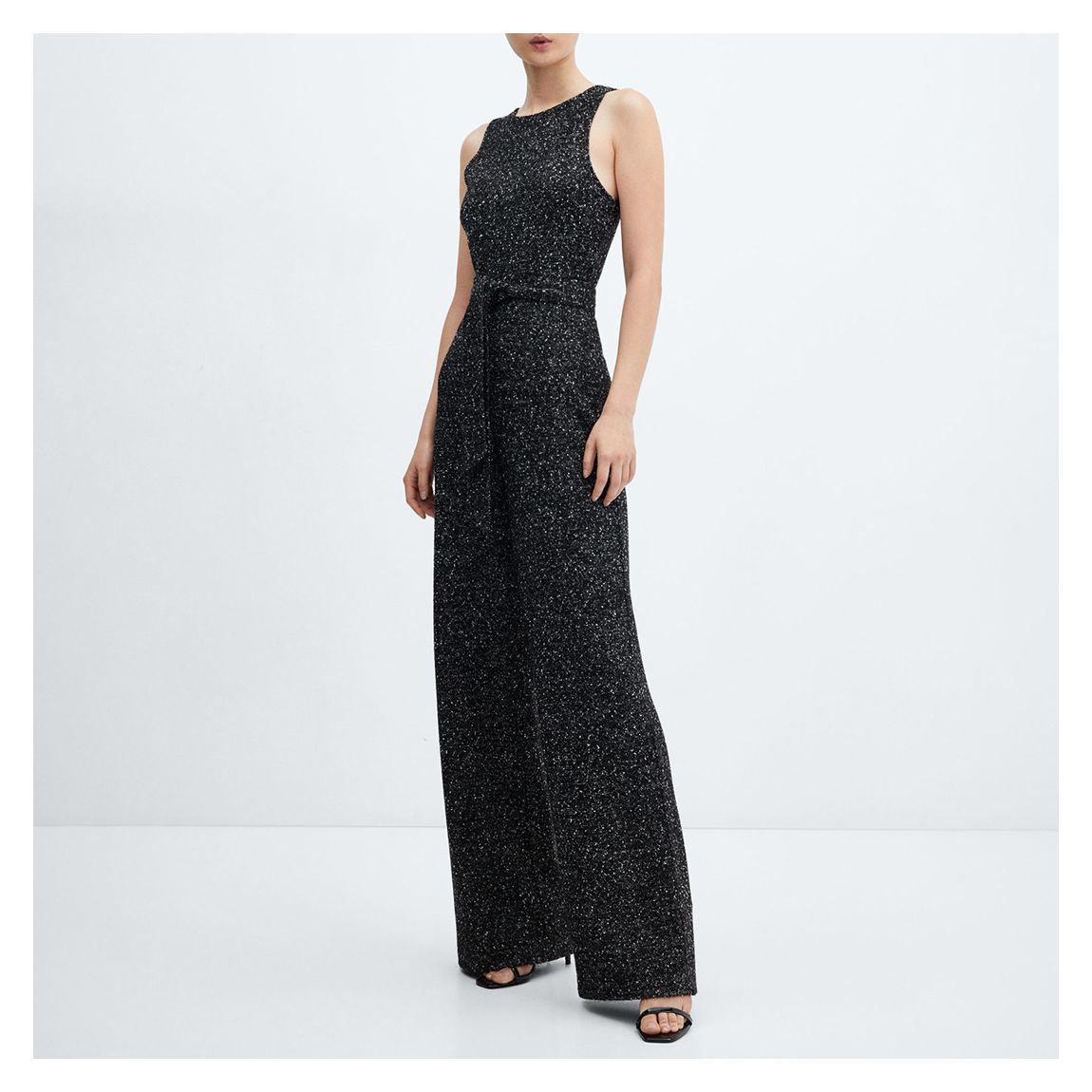 Black Marbled Tweed Jumpsuit main product photo