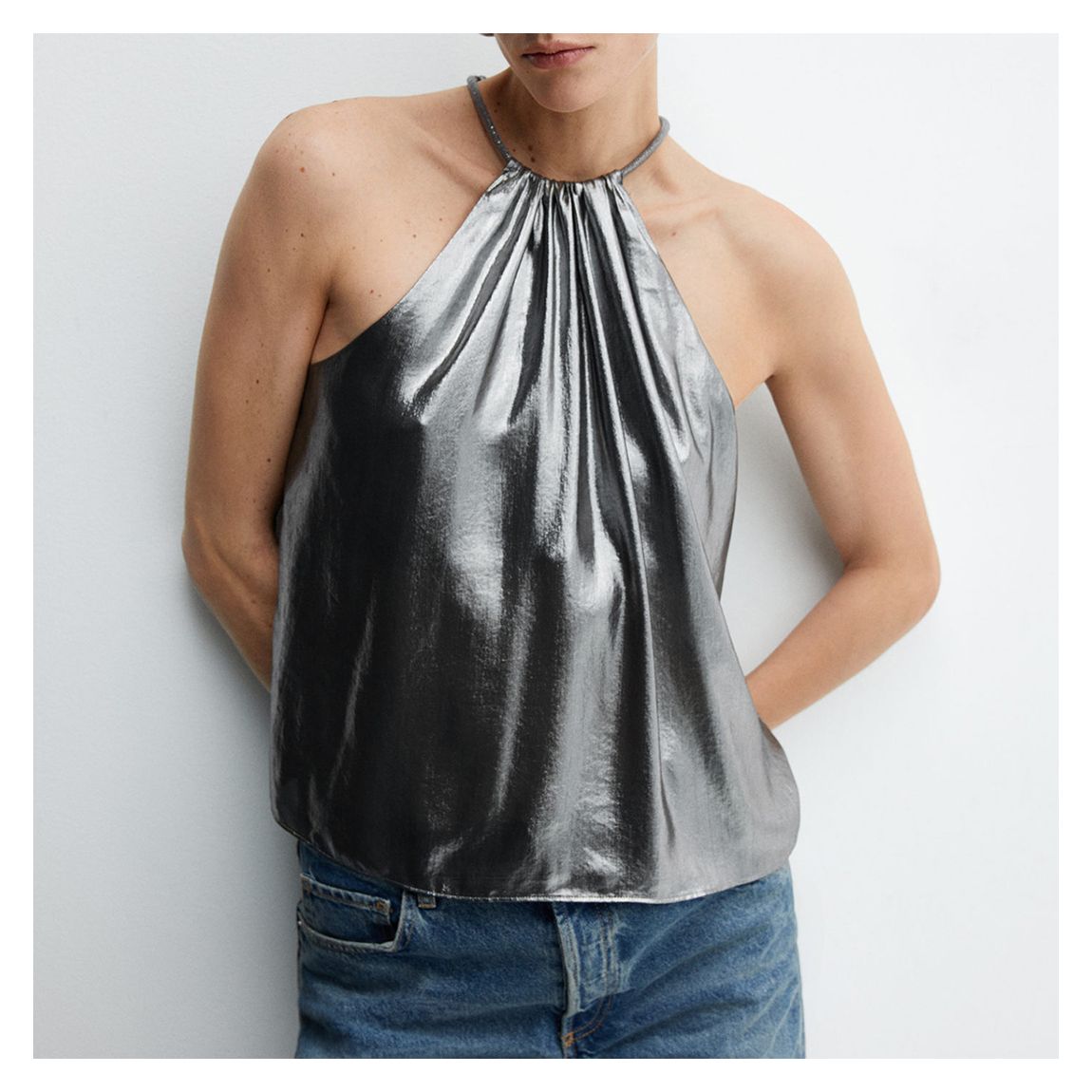 Silver Metallic Halterneck Top main product photo