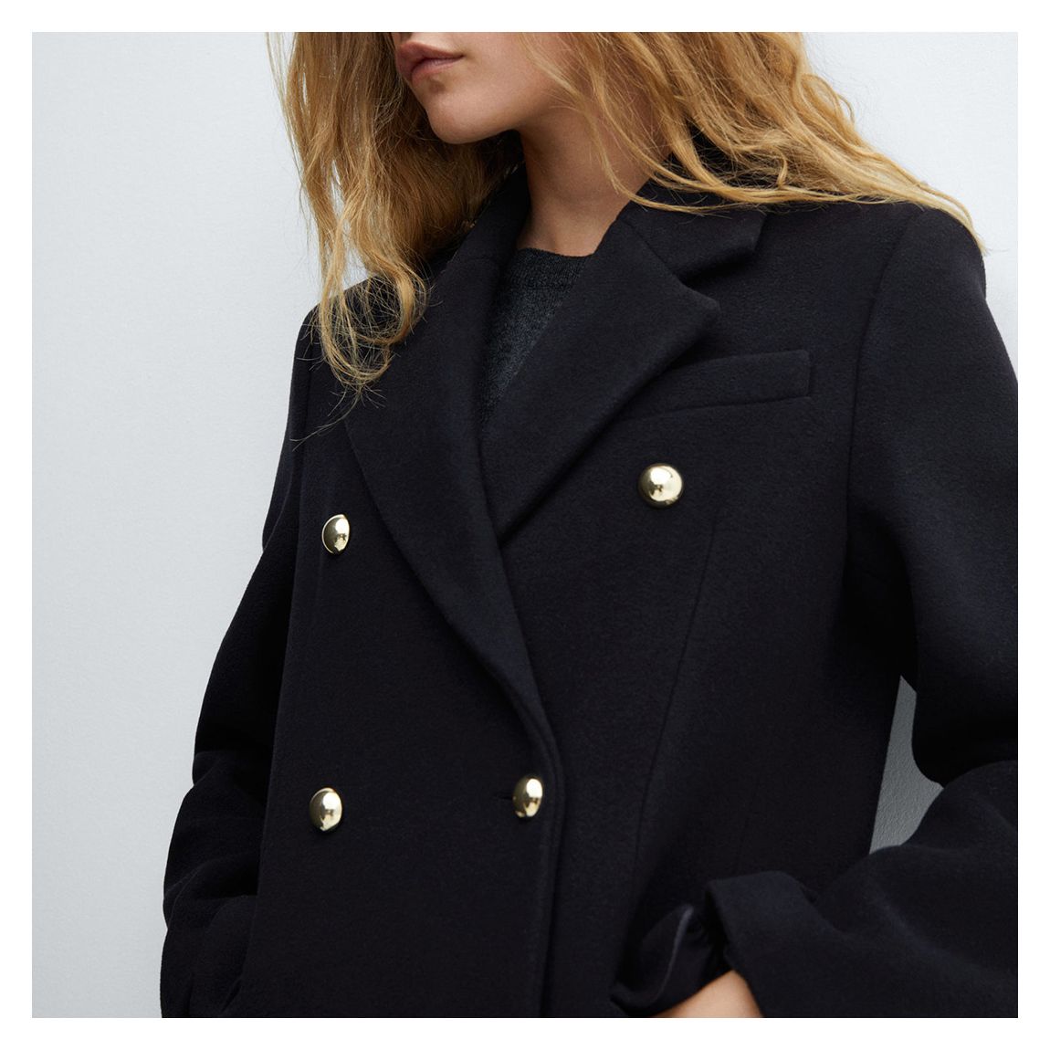 Navy Wool Double-Breasted Coat main product photo