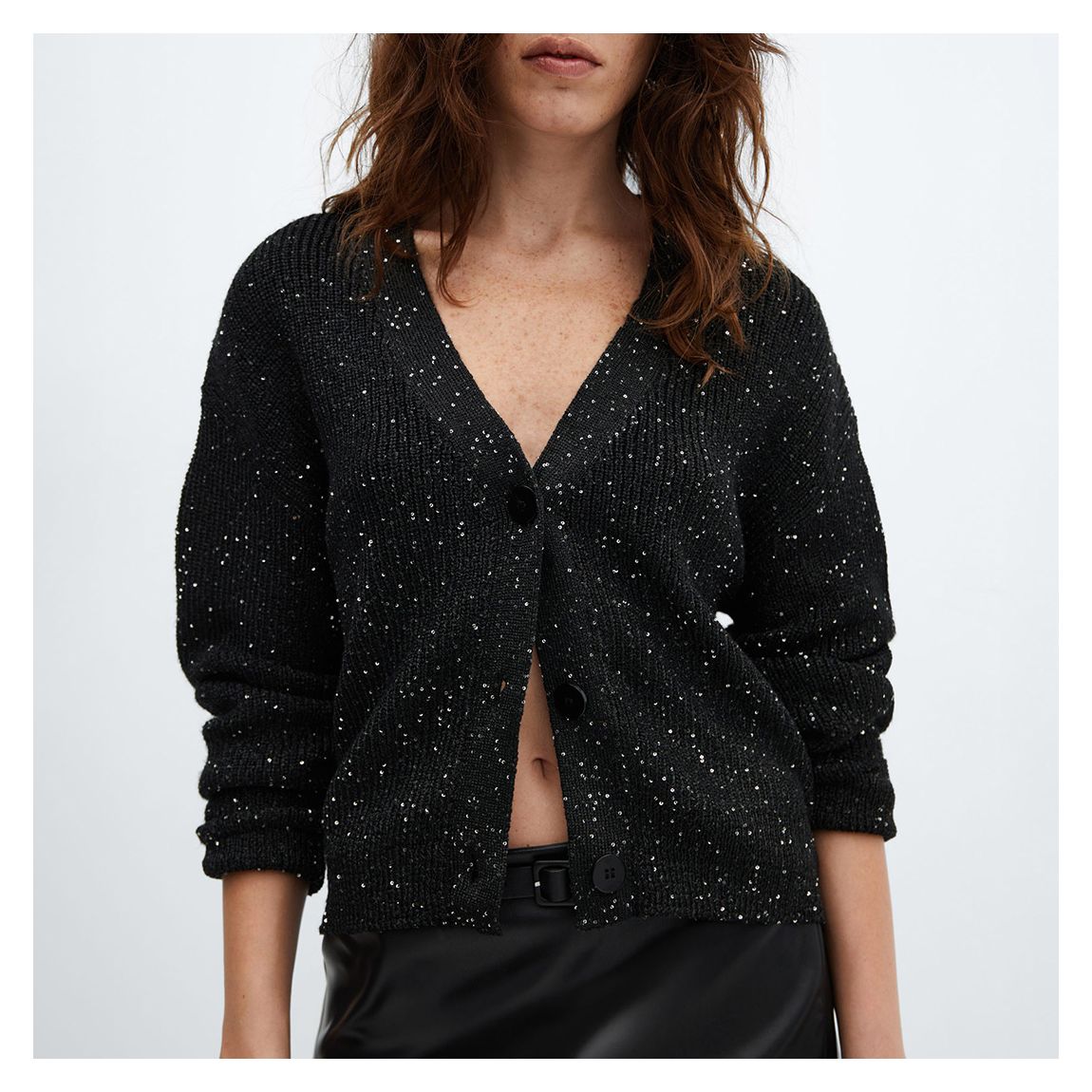 Black Sequin Knit Cardigan main product photo
