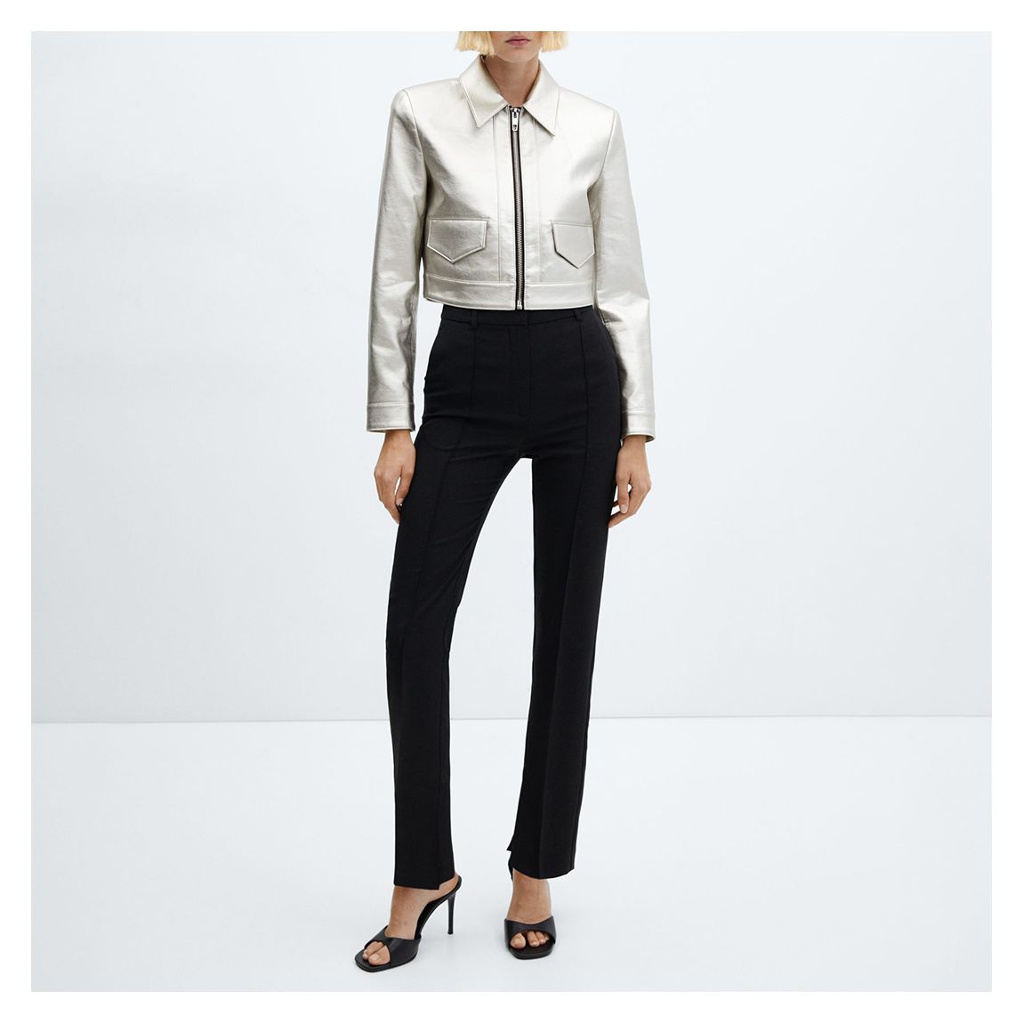 Silver Metallic Crop Jacket main product photo