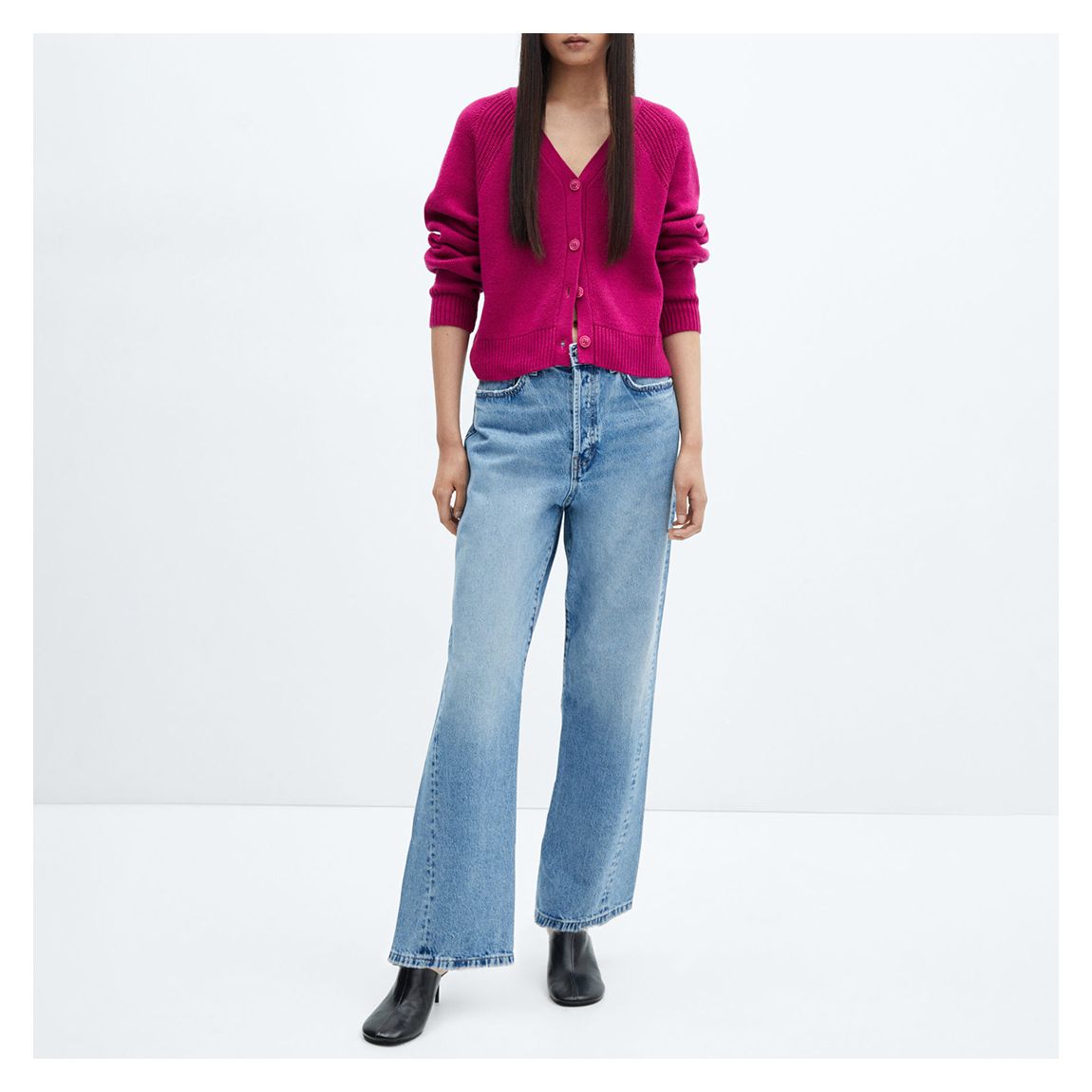 Fuchsia Button Wool Blend Cardigan main product photo