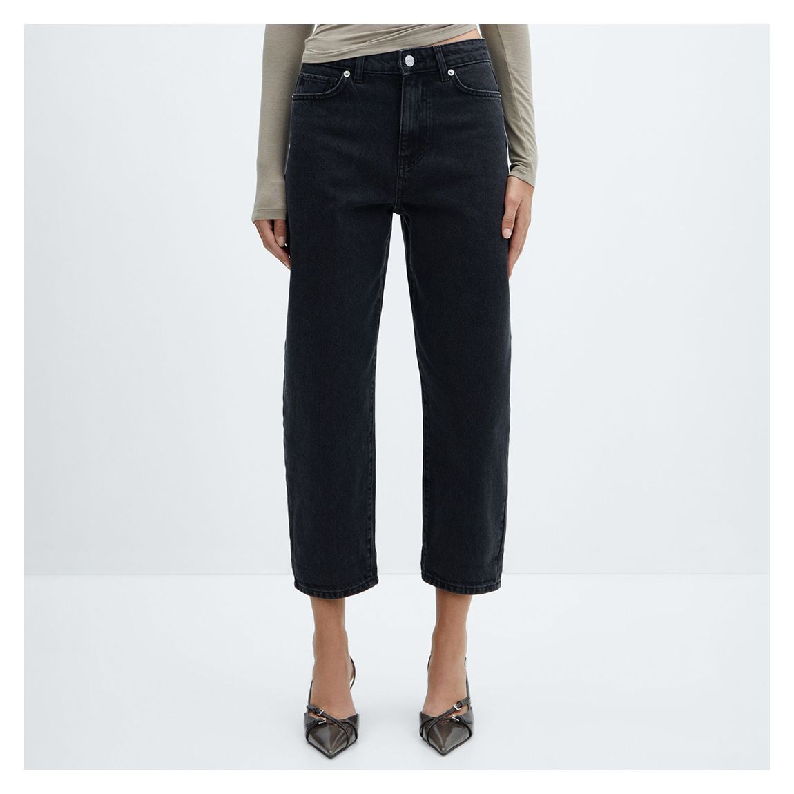 Black Denim High-Waist Slouchy Jeans main product photo