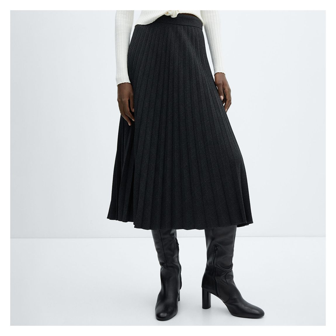 Black Checked Pleated Skirt main product photo