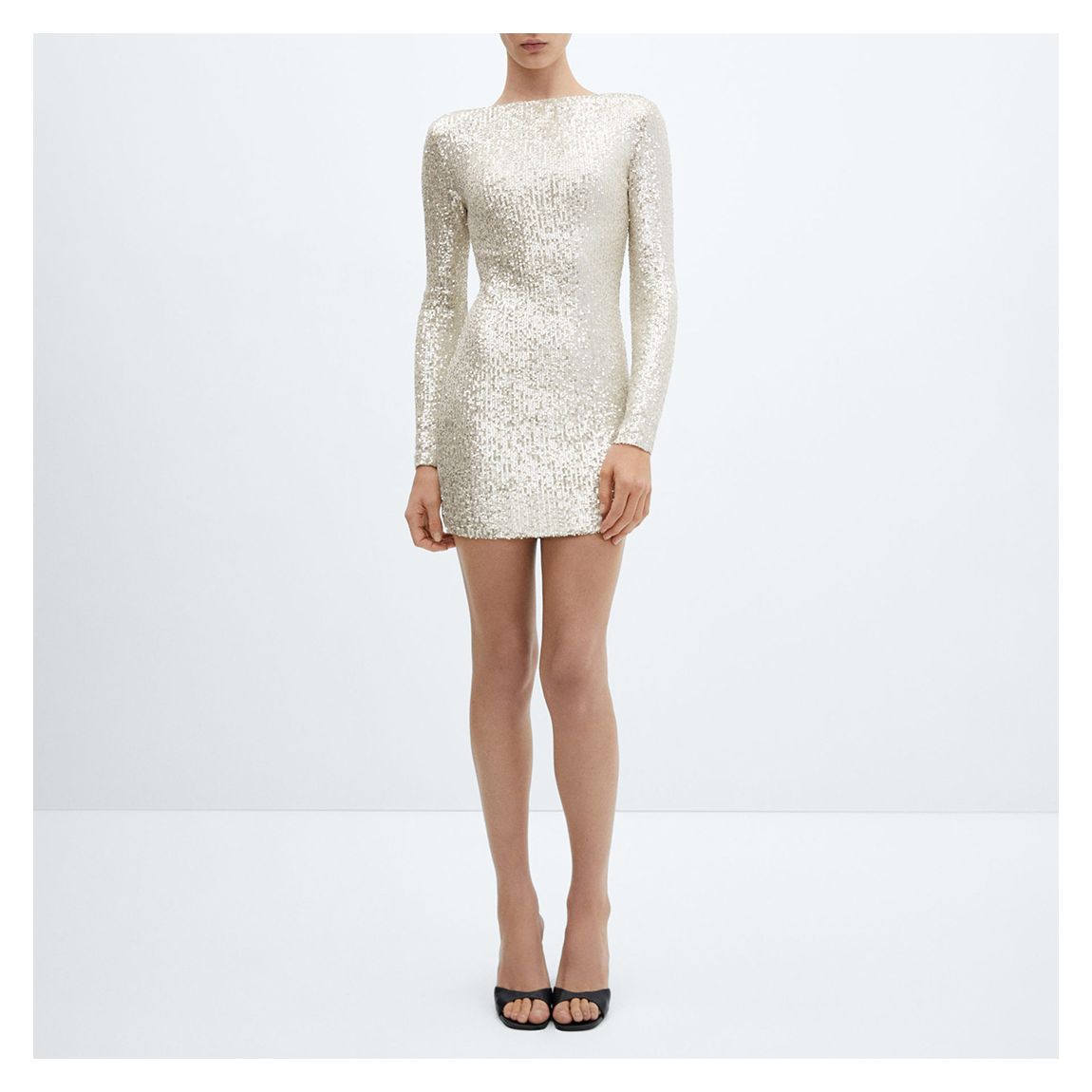 Ivory Sequin Shoulder Pad Dress main product photo