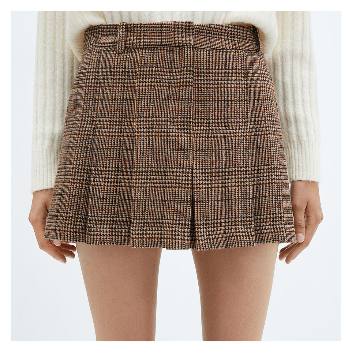 Beige Houndstooth Pleated Skirt main product photo
