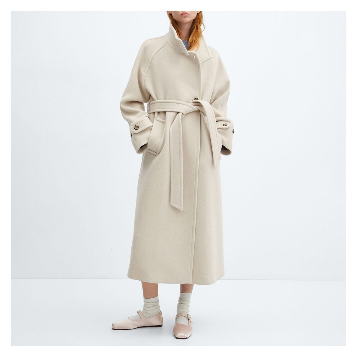 Ecru Turtleneck Virgin Wool Coat main product photo
