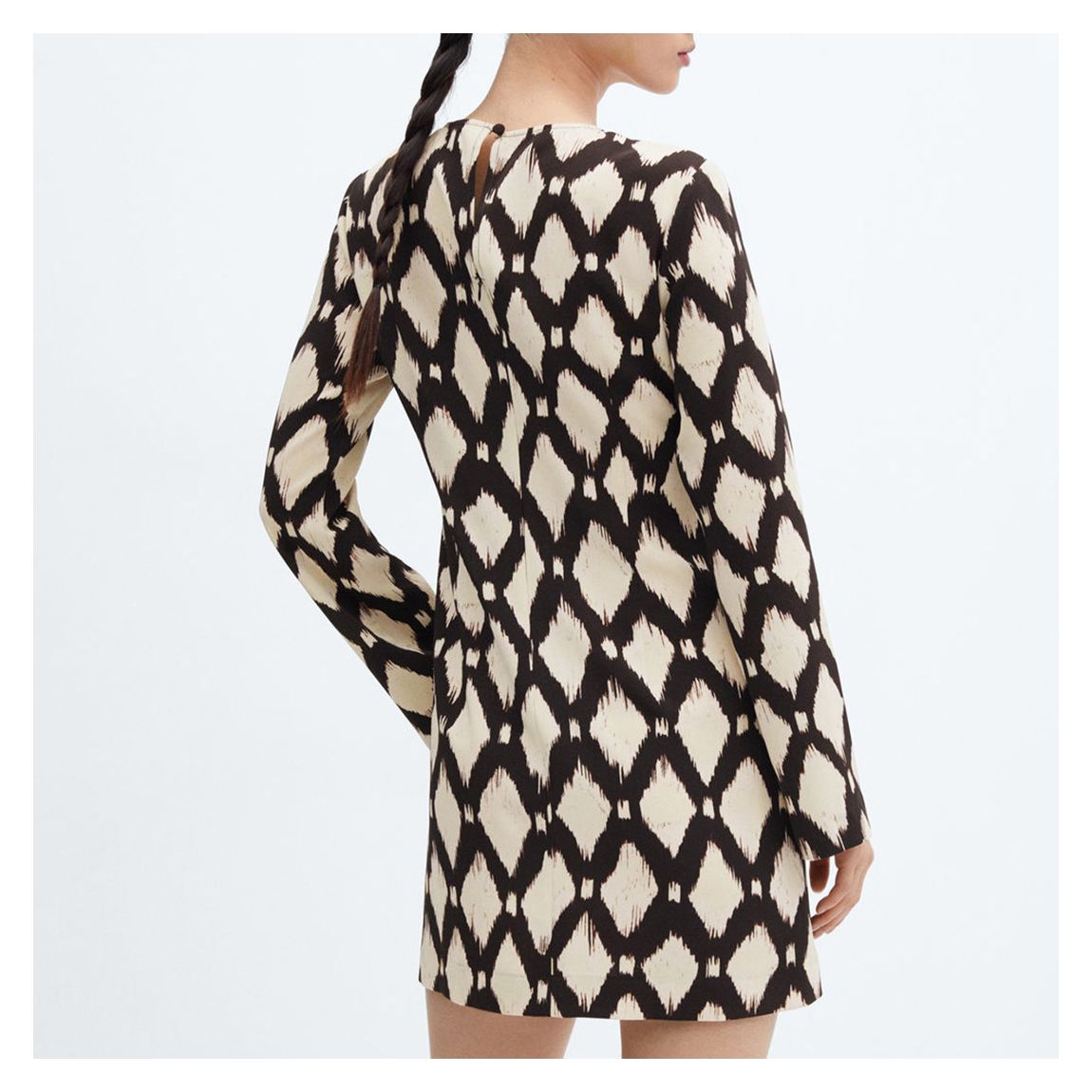 Ecru Long-Sleeved Short Dress main product photo