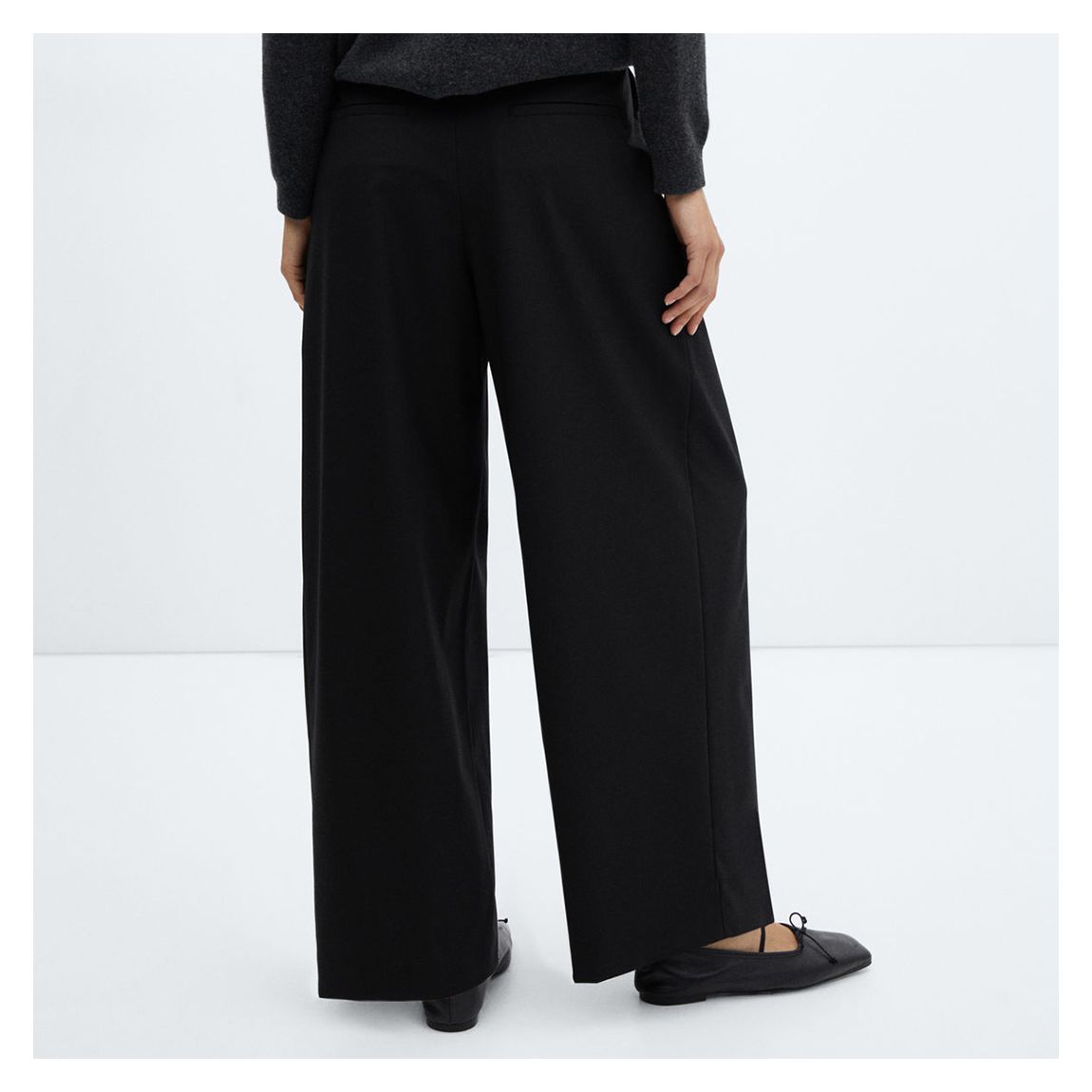 Black Wide Leg Wool Trousers main product photo