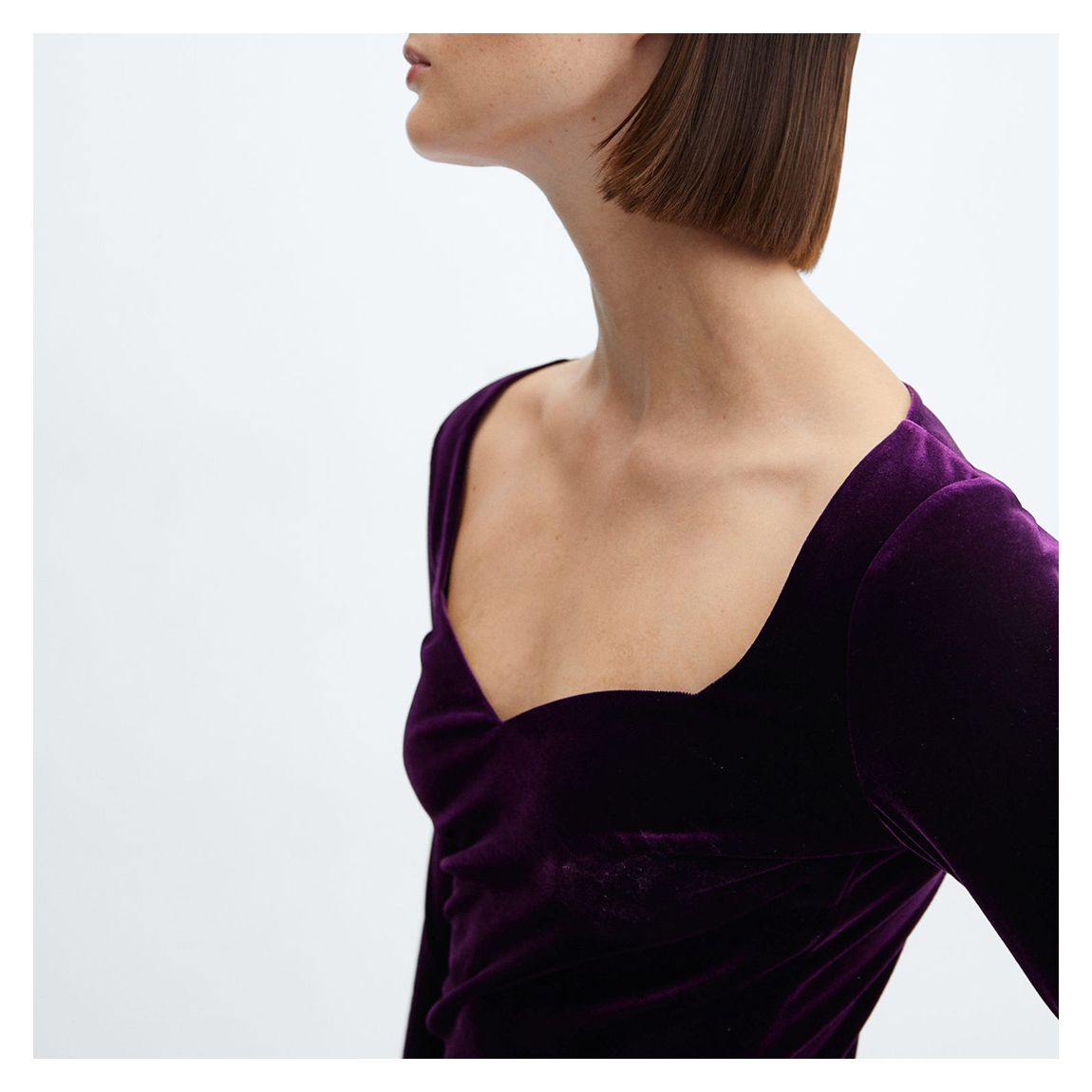 Purple Sweetheart Neck Velvet Top main product photo