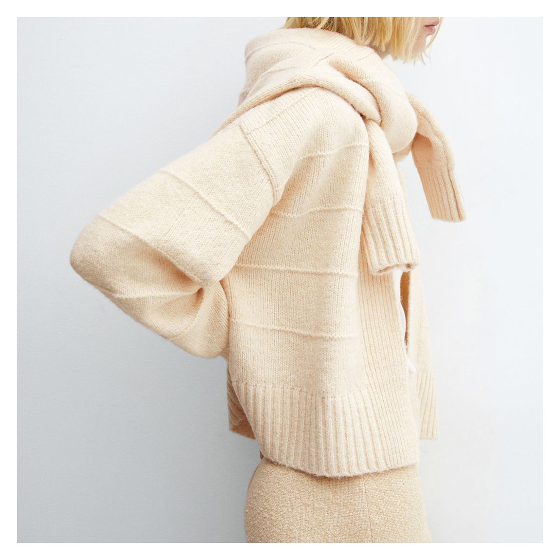 Beige Decorative Seams Cardigan main product photo