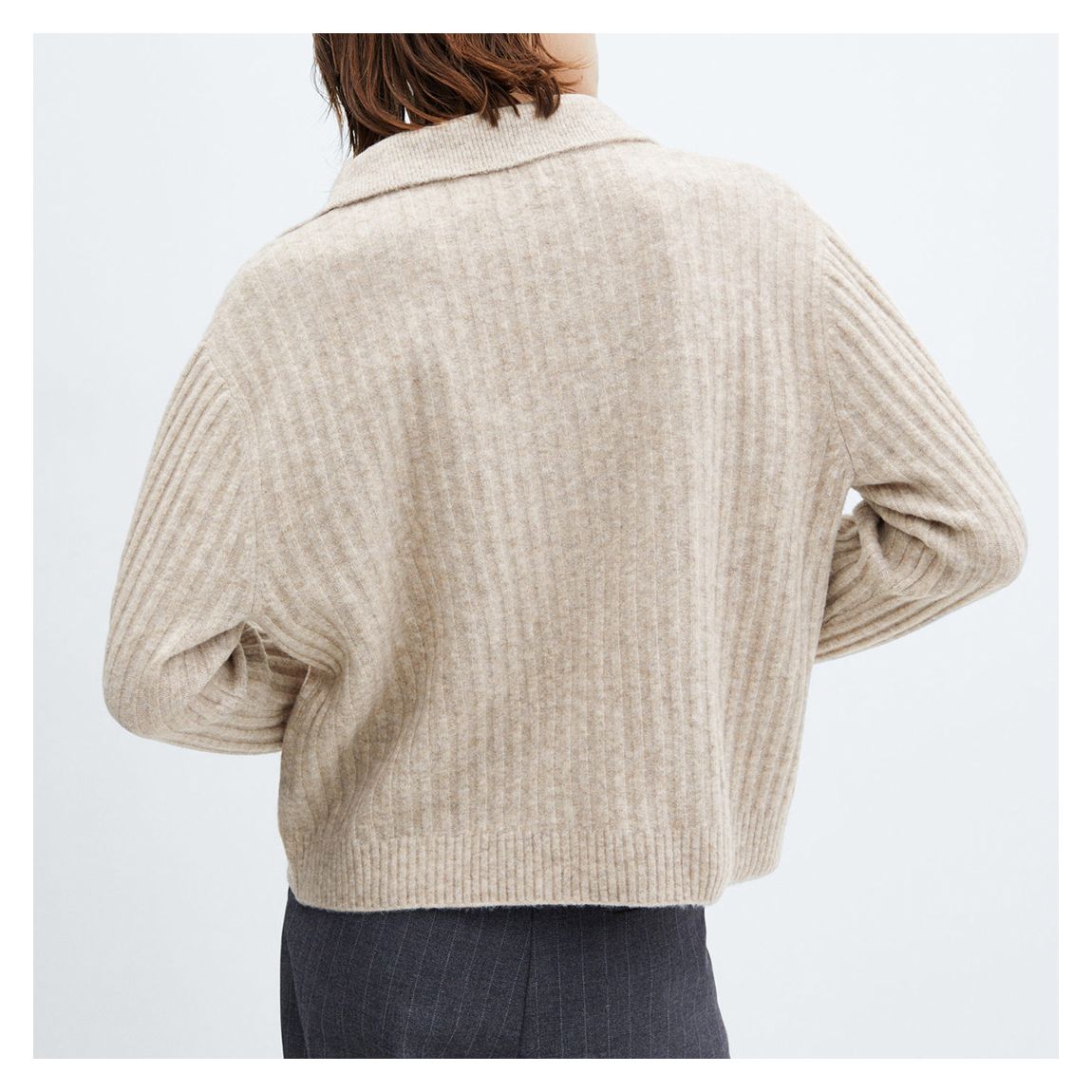 Grey Wool Blend Ribbed Jumper main product photo
