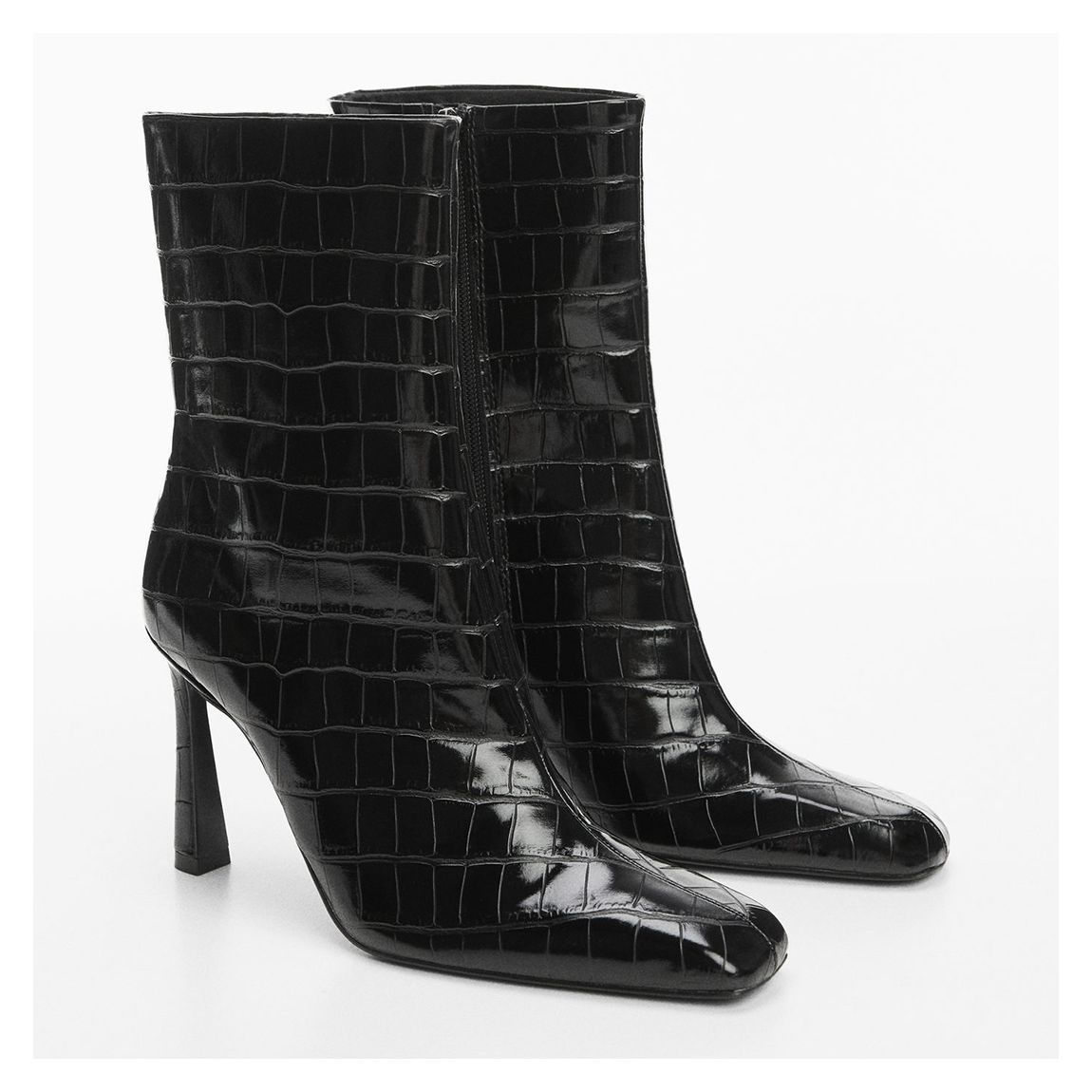 Black Coco Leather-Effect Heeled Ankle Boots main product photo