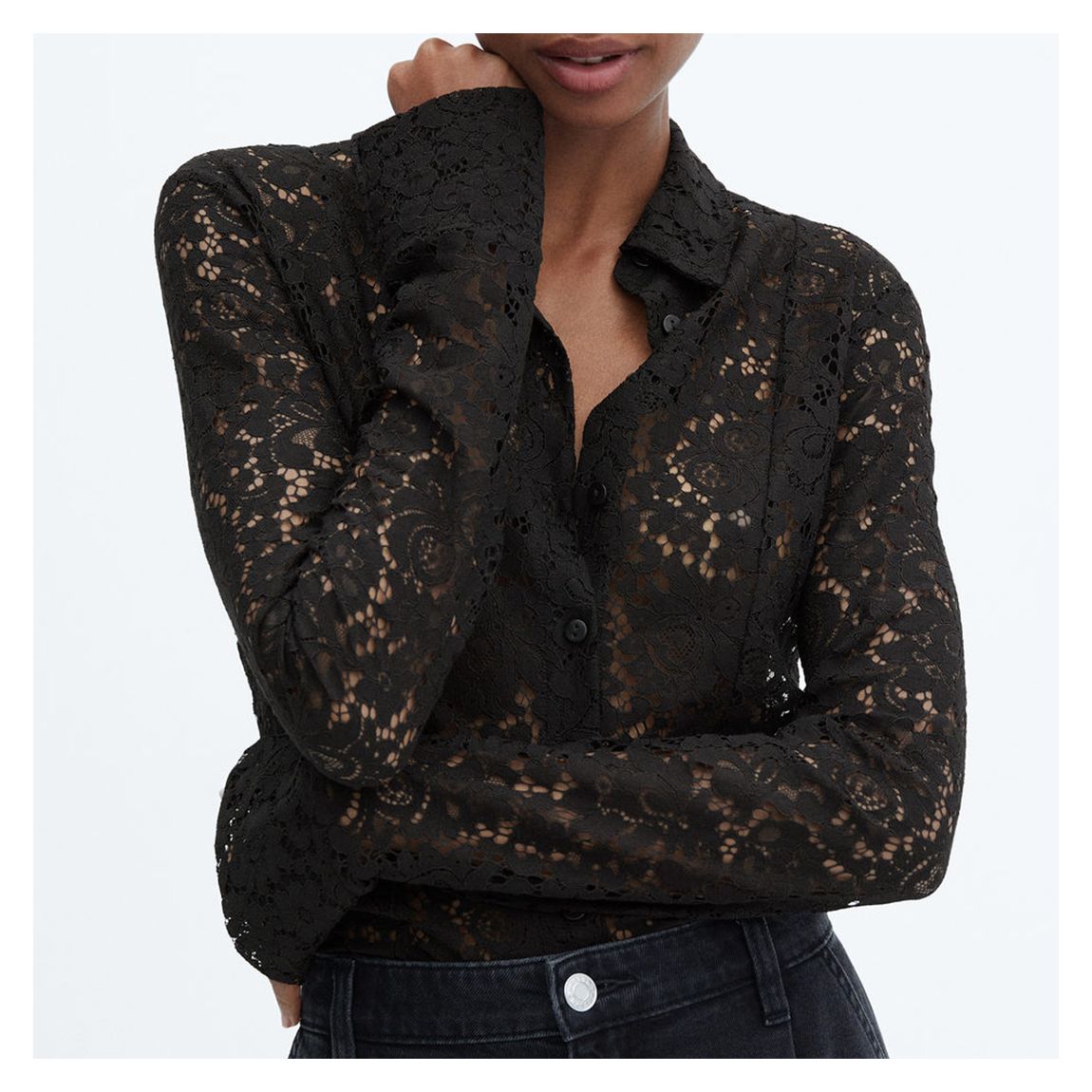 Black Lace Shirt With Buttons main product photo