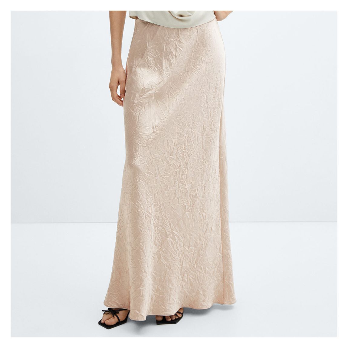Beige Extra-Long Satin Skirt main product photo