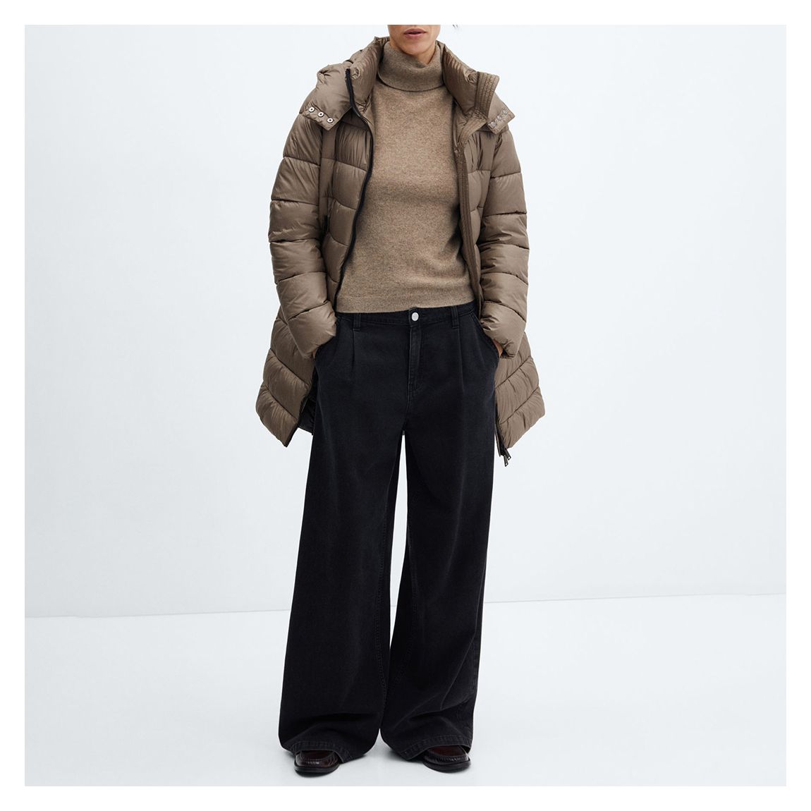 Brown Hooded Puffa Coat main product photo
