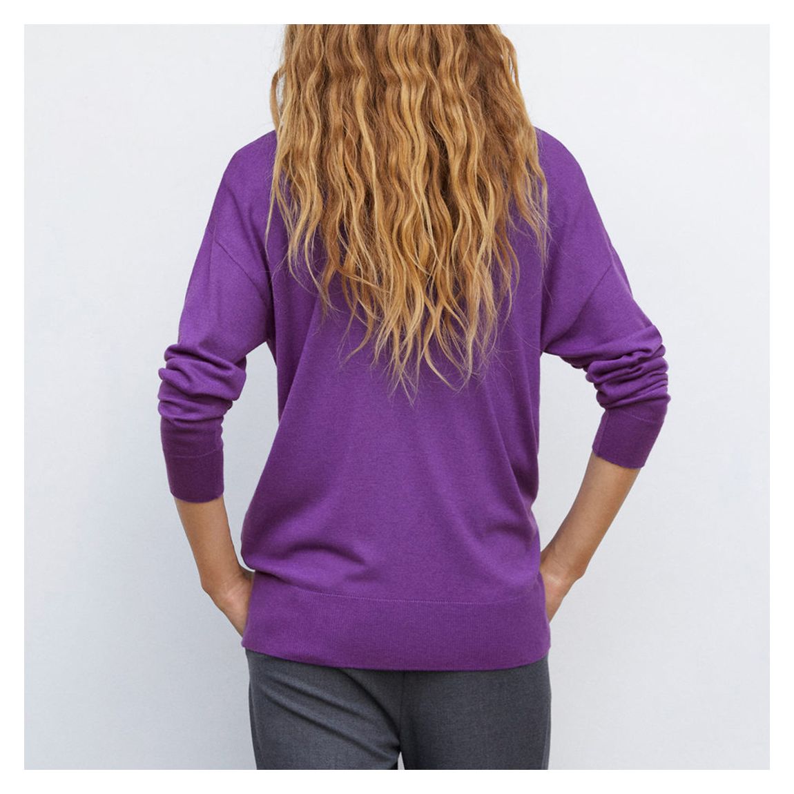 Purple V-Neck Cashmere Blend Pullover main product photo