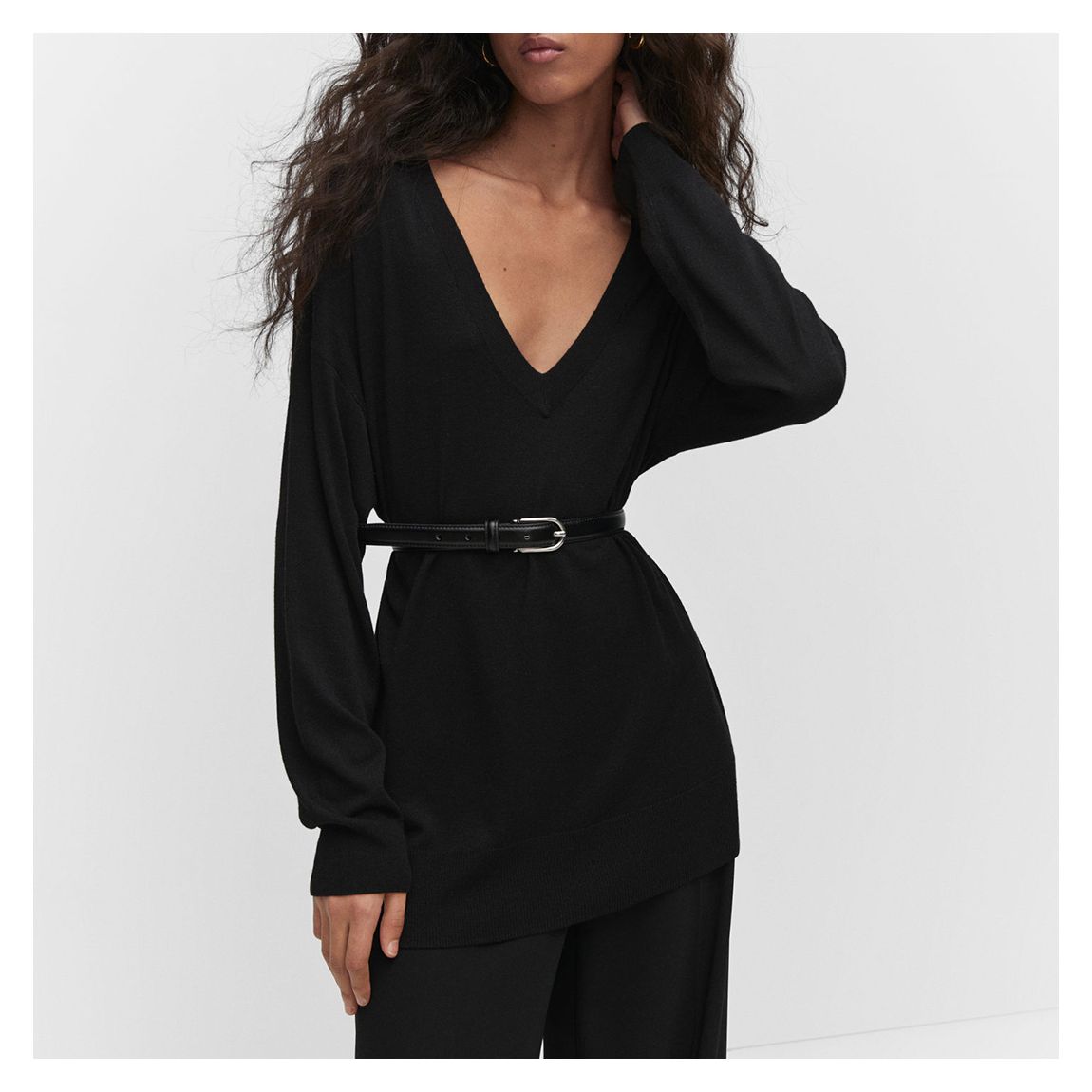 Black V-Neck Cashmere Blend Jumper main product photo