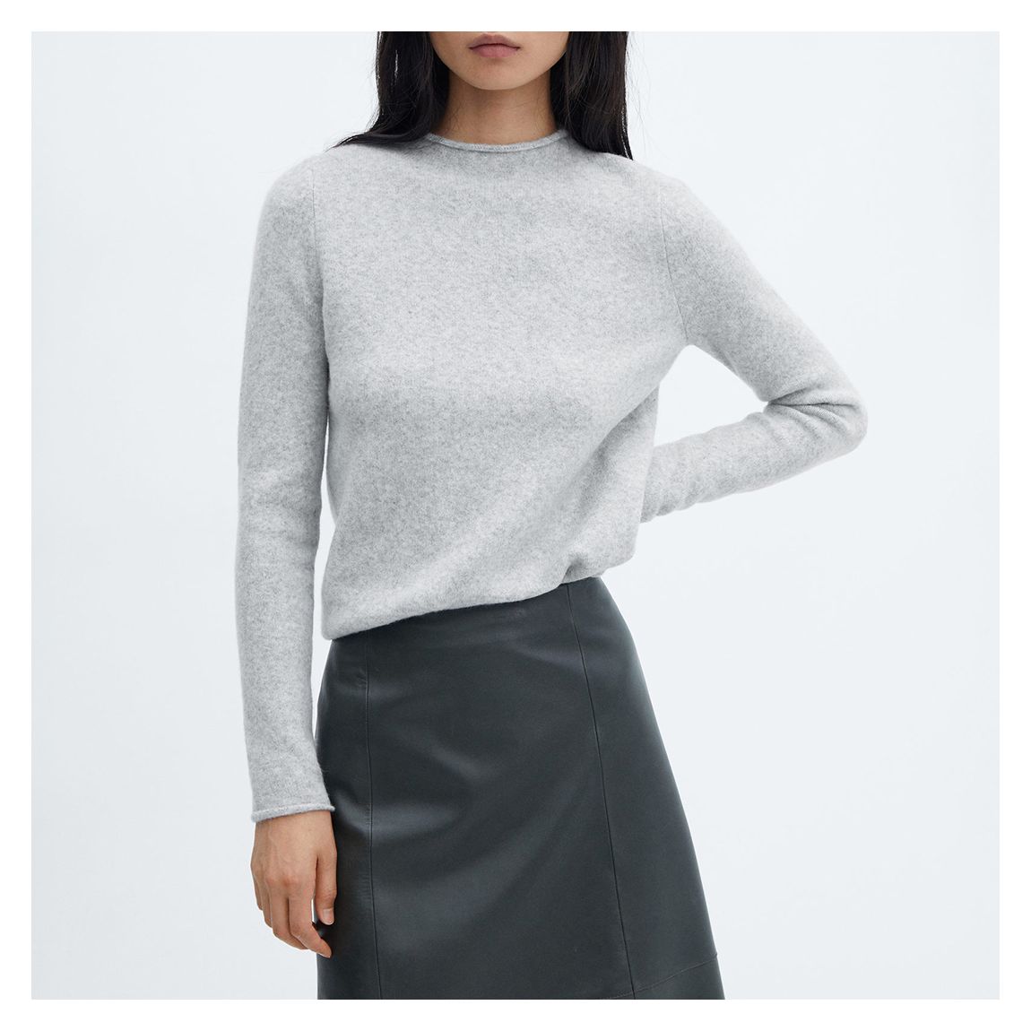 Light Grey Wool Blend High Neck Jumper main product photo