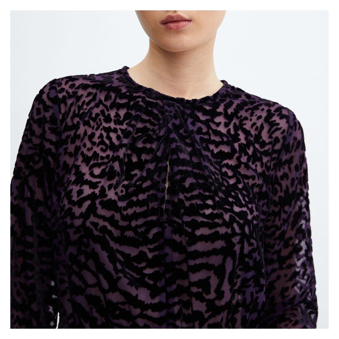 Black Animal-Print Velvet Dress main product photo