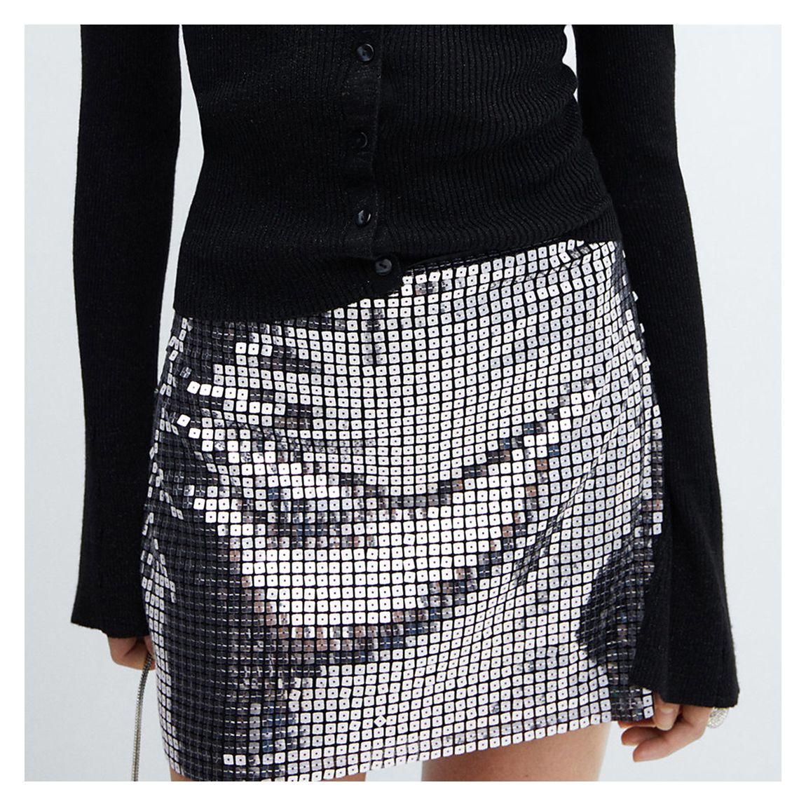 Silver Sequin Miniskirt main product photo