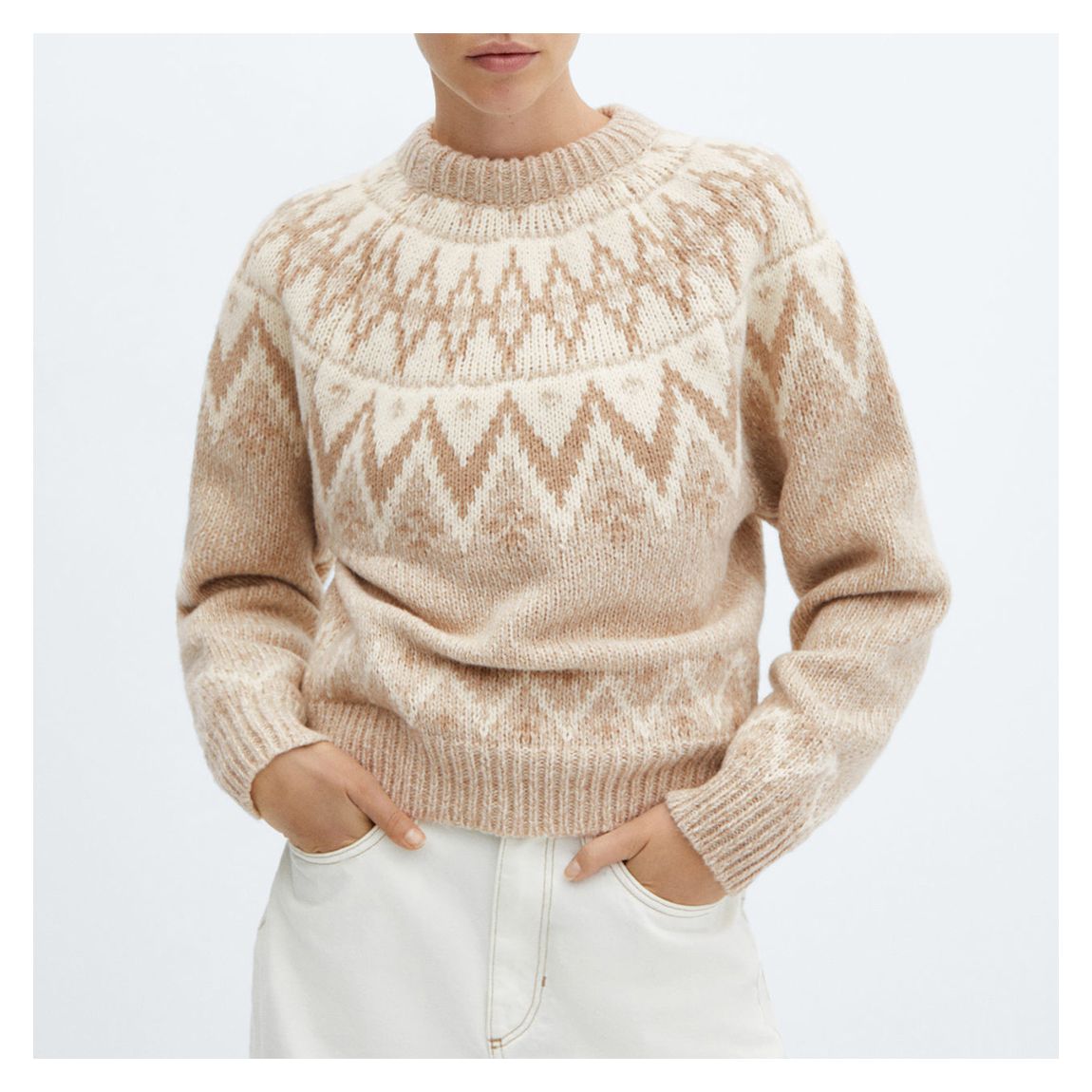 Brown Crew Neck Fairisle Jumper main product photo